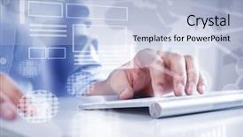  Presentation with keyboard - Presentation design featuring working with keyboard and mouse background and a  colored foreground