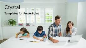  Presentation with childrens books - Beautiful theme featuring working with laptop and childrens backdrop and a  colored foreground