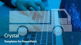  Presentation with global logistics - Theme with working with laptop closeup logistics background and a ocean colored foreground