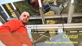  Presentation with electrical engineer solar portable - Cool new theme with portrait of beautiful young girl in casual clothes holding a smartphone looking at camera and smiling against dark background backdrop and a dark gray colored foreground