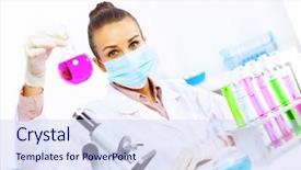  Presentation with female powerlifting - PPT layouts enhanced with working with liquids in laboratory background and a  colored foreground