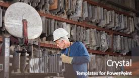  Presentation with foundry - Slides enhanced with working with mold at metallurgy background and a gray colored foreground