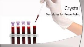  Presentation with laboratory blood test tubes - Colorful presentation enhanced with working with samples of blood backdrop and a sky blue colored foreground