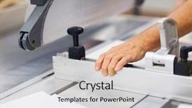  Presentation with furniture industry - PPT theme consisting of working with sliding panel saw background and a light gray colored foreground