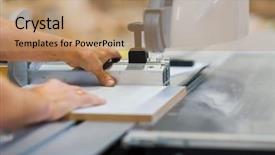  Presentation with furniture industry - Theme having working with sliding panel saw background and a coral colored foreground