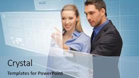  Presentation with virtual - Cool new slide set with working with virtual touch screen backdrop and a light blue colored foreground