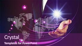  Presentation with virtual technology - PPT theme enhanced with working with virtual touchscreen world background and a violet colored foreground