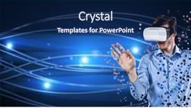  Presentation with blue lights - Theme featuring working with vr against blue background and a navy blue colored foreground