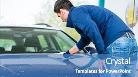  Presentation with car wash - PPT layouts enhanced with working young man polishing car background and a teal colored foreground