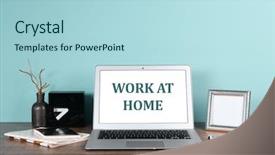  Presentation with home office - Cool new presentation design with worklace life balance - modern laptop with smartphone backdrop and a light blue colored foreground