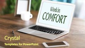  Presentation with home office - Cool new presentation theme with worklace life balance - modern laptop with smartphone backdrop and a tawny brown colored foreground