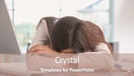  Presentation with balance life - Theme consisting of worklace life balance - tired woman sleeping at workplace background and a coral colored foreground
