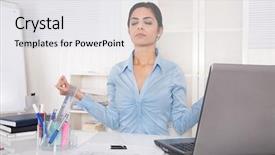  Presentation with secretary - Presentation design enhanced with worklife balance women - attractive secretary with closed eyes background and a white colored foreground