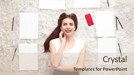  Presentation with beautiful sheet of cannabis marijuana - Amazing presentation having worklife balance women - beautiful young woman with sheets backdrop and a lemonade colored foreground