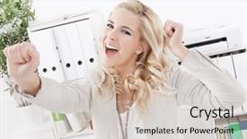  Presentation with office - Beautiful PPT layouts featuring worklife balance women - blond woman is sitting backdrop and a lemonade colored foreground