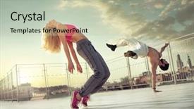  Presentation with balance - Cool new presentation theme with worklife balance women - fit couple in the city backdrop and a mint green colored foreground