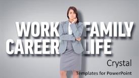  Presentation with grey - Theme consisting of worklife balance women - focused businesswoman against grey vignette background and a light gray colored foreground