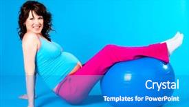  Presentation with women making - Audience pleasing PPT theme consisting of worklife balance women - happy beautiful pregnant woman making backdrop and a teal colored foreground
