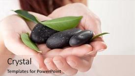  Presentation with balance - Cool new presentation theme with worklife balance women - stones on a hand backdrop and a coral colored foreground