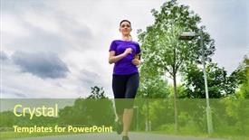  Presentation with health woman running female runner - PPT theme with worklife balance women - urban sports - woman running background and a tawny brown colored foreground