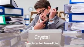  Presentation with workload - Cool new theme with workload - busy businessman under stress due backdrop and a gray colored foreground