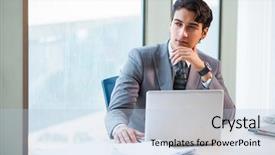  Presentation with young students working in groups - Beautiful PPT theme featuring workload - young successful businessman working backdrop and a light blue colored foreground