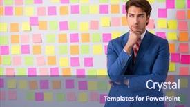  Presentation with young man holdng laptop on lap money - Slides enhanced with workload balance - young handsome man in conflicting background and a ocean colored foreground