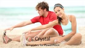  Presentation with training aspire man running - Colorful presentation theme enhanced with workout asian female fitness model backdrop and a coral colored foreground