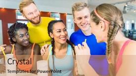  Presentation with multi ethnic group - Presentation design featuring workout at a modern background and a coral colored foreground