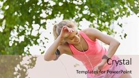  Presentation with rideshare taxi app on smartphone - Presentation featuring workout controlling her vital signs background and a coral colored foreground
