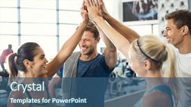  Presentation with group fitness - Slide set featuring workout happy successful fitness background and a ocean colored foreground