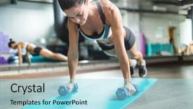  Presentation with strong black woman - Presentation design with workout in modern gym next background and a  colored foreground
