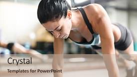  Presentation with strong black woman - PPT theme having workout in modern gym next background and a  colored foreground