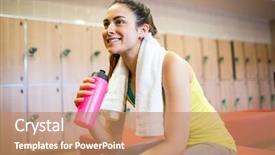  Presentation with locker room - Presentation theme featuring workout in the gym locker background and a coral colored foreground