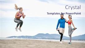  Presentation with runners - Presentation theme featuring workout-on-the-beach-runners background and a sky blue colored foreground