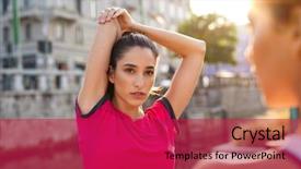  Presentation with active exercise elderly - PPT theme having workout session with friend determine background and a crimson colored foreground