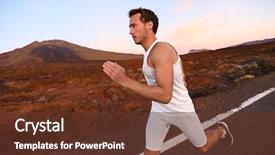  Presentation with marathon man - Amazing PPT theme having workout training for marathon backdrop and a tawny brown colored foreground