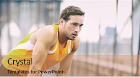  Presentation with new york city - Colorful slide set enhanced with workout training on brooklyn bridge backdrop and a coral colored foreground