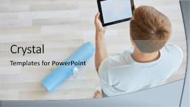  Presentation with floor - Audience pleasing theme consisting of workout videos in the net backdrop and a light gray colored foreground