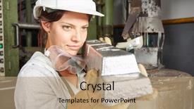  Presentation with metallurgy - PPT theme featuring workpiece and making quality control background and a coral colored foreground