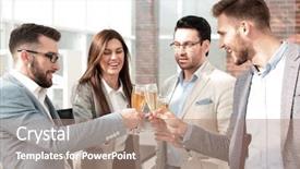  Presentation with team - Theme consisting of workstation - close up business team raises background and a coral colored foreground