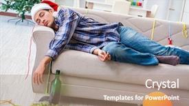  Presentation with christmas party - Amazing PPT layouts having messed up - man having hangover after christmas backdrop and a coral colored foreground