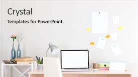  Presentation with workplace - Colorful presentation design enhanced with manners - camera is actually held in backdrop and a white colored foreground