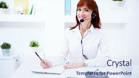  Presentation with desk - PPT theme with workplace beauty fashion work education background and a sky blue colored foreground