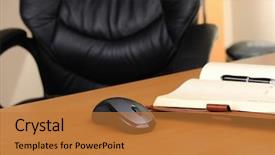  Presentation with diary - PPT theme enhanced with workplace business person in the office diary and mouse background and a gold colored foreground