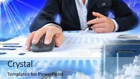  Presentation with spreadsheet data and business charts - Theme having workplace businessman charts securities charts background and a light blue colored foreground