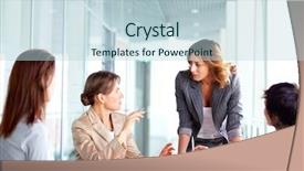  Presentation with successful communication - Beautiful PPT theme featuring workplace communication - image of four successful businesswomen backdrop and a lemonade colored foreground