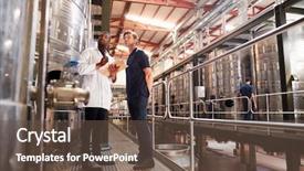  Presentation with factory - Colorful PPT layouts enhanced with workplace communication manufacturing - two male technicians working backdrop and a tawny brown colored foreground