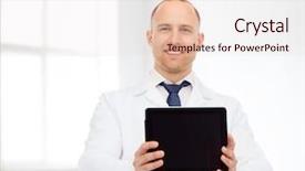  Presentation with computer room - Amazing slide set having workplace concept - smiling male doctor backdrop and a  colored foreground