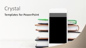  Presentation with smartphone app - Colorful presentation theme enhanced with workplace-desk-table-with-smartphone backdrop and a white colored foreground